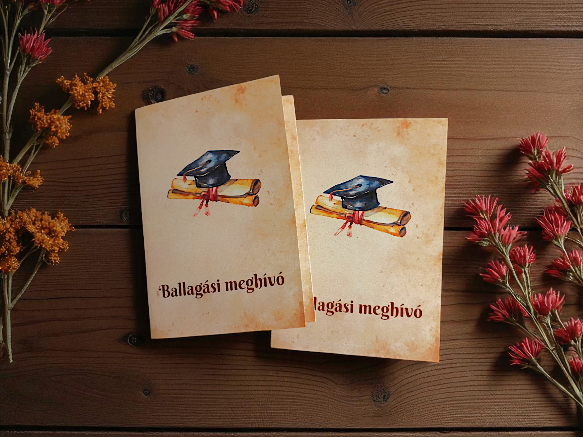 Régi Idők Krónikája | Rusztikus ballagási meghívó 1 Az antik hatású, finoman texturált ballagási meghívó